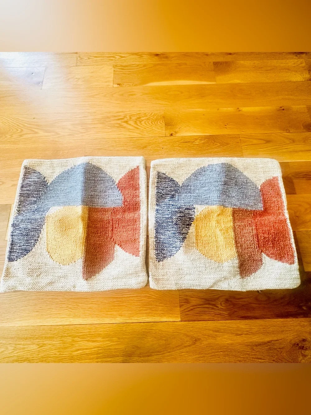 Geometric Textured Color-Block Accent Cushion Covers w/Zipper Opening
